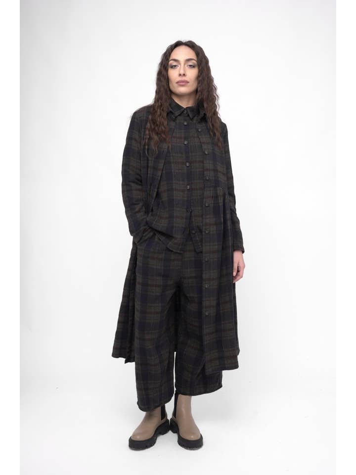 Baci & Amici Fashion - US Continental - Wholesale Dress - Women's - Cotton Plaid Tiered Waist Dress