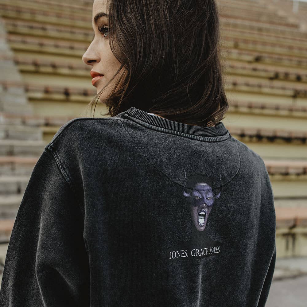 BE HAPPINESS - Vendita all'ingrosso Felpa stampata - Donna - Felpa Grace Jones in cotone senza pelliccia di alta qualità4