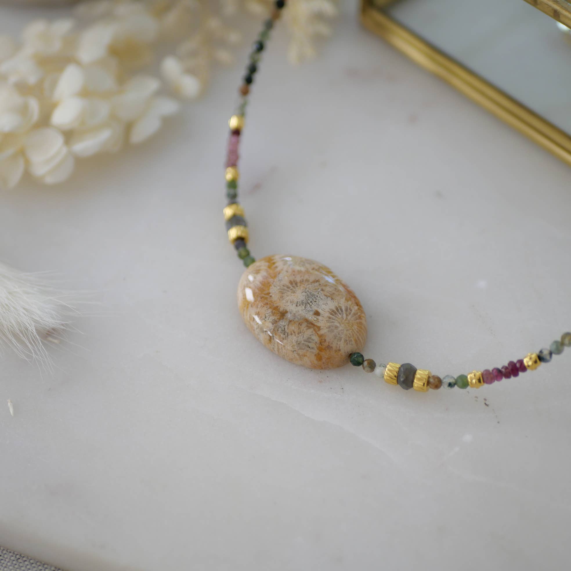 GINANDGER - Wholesale Pendant/Charm Necklace - NECKLACE SHAKTI FOSSIL CORAL0