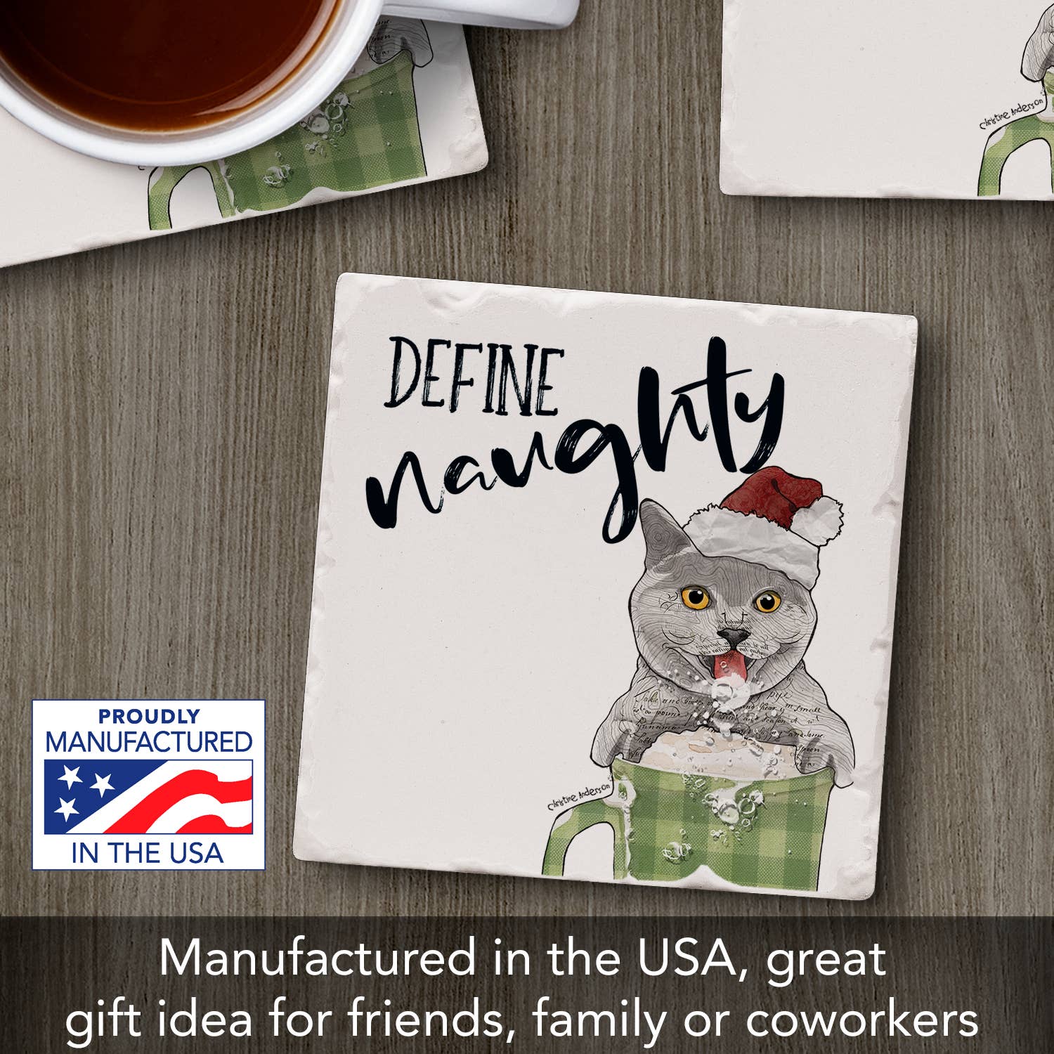 CounterArt/Highland Home/Thirstystone/CoasterStone - Vendita all'ingrosso Sottobicchiere - Sottobicchiere con piastrelle burattate in pietra assorbente «Define Naughty»3