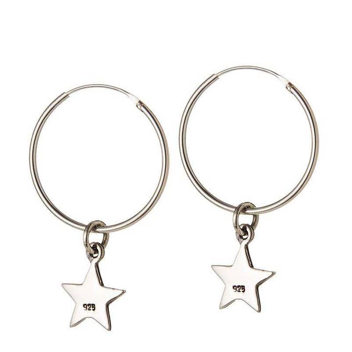 Orecchini a Cerchio in argento con stella 18 MM per la vendita all'ingrosso da parte di Juulry