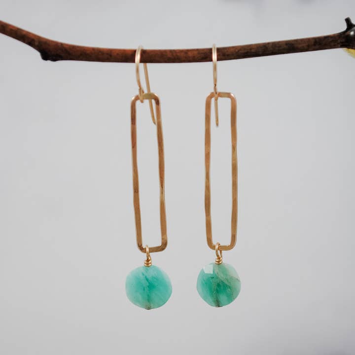 Cameron Kruse Designs - Wholesale Dangle Earrings - Rectangle & Stone Drop Earrings - gold-filled4