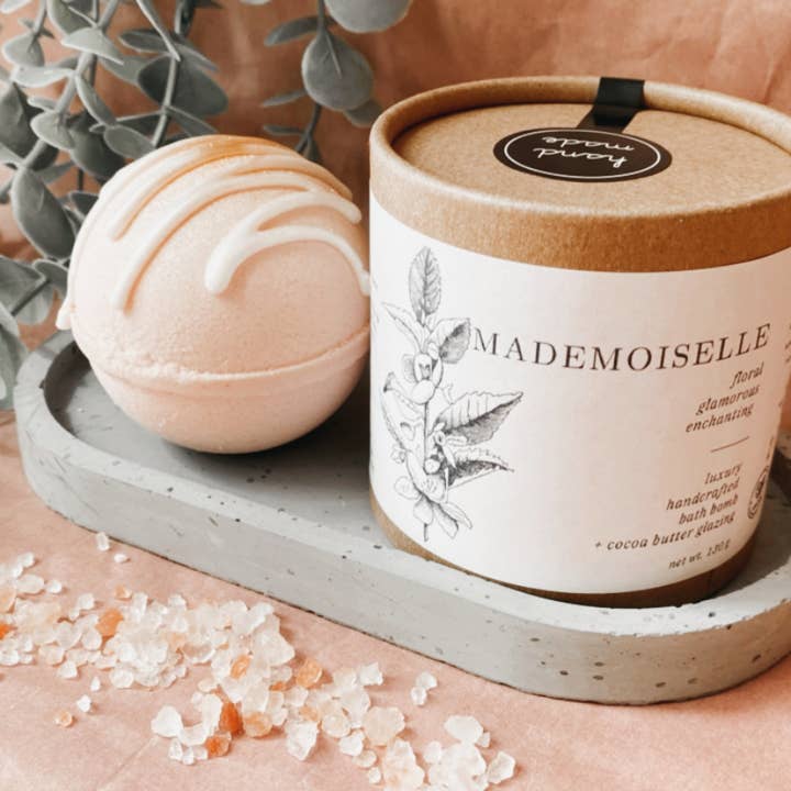 'Mademoiselle' VEGAN BATH BOMB - GIFT BOX HANDMADE in the UK for wholesale by Made in Birstall Soapery