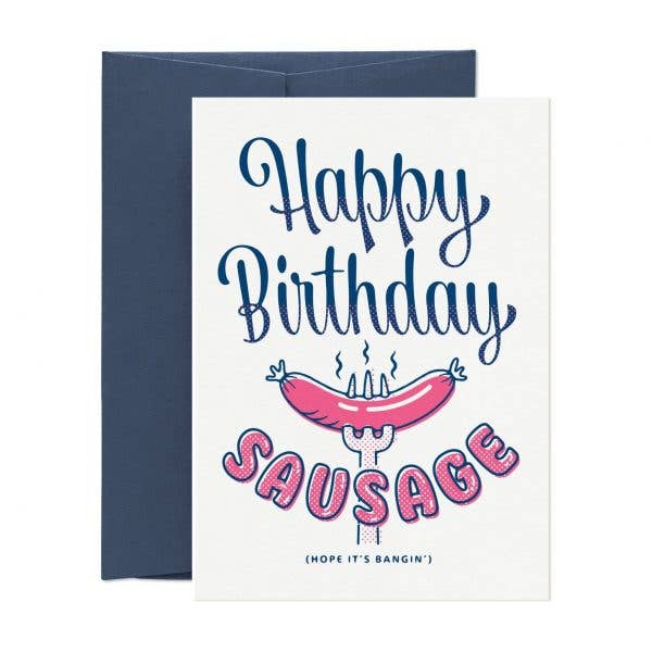 Happy Birthday Sausage Card for wholesale by Print Glorious Print