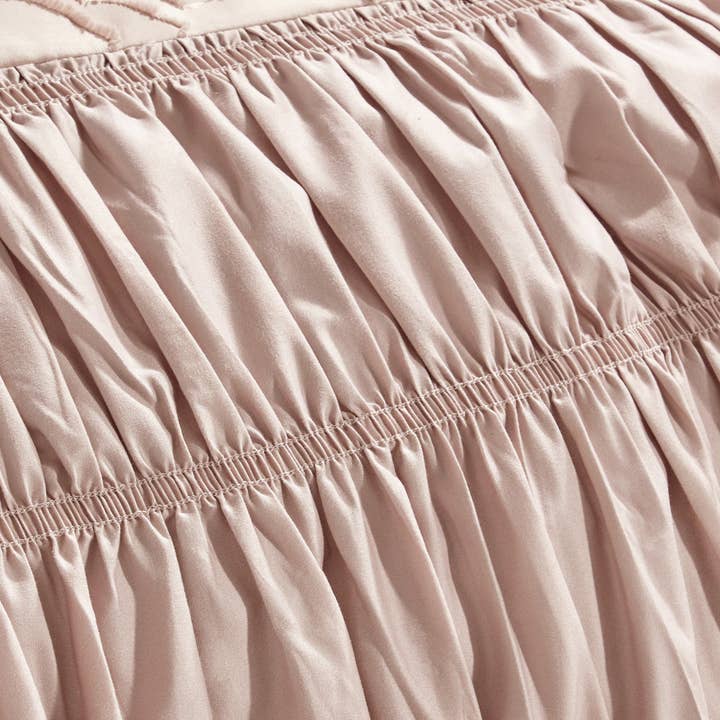 Linen Mart – Großhandel Bettwäsche-Set – Ultraweiche rosa plissierte Bettdecke mit Rüschen - 7-teiliges Set