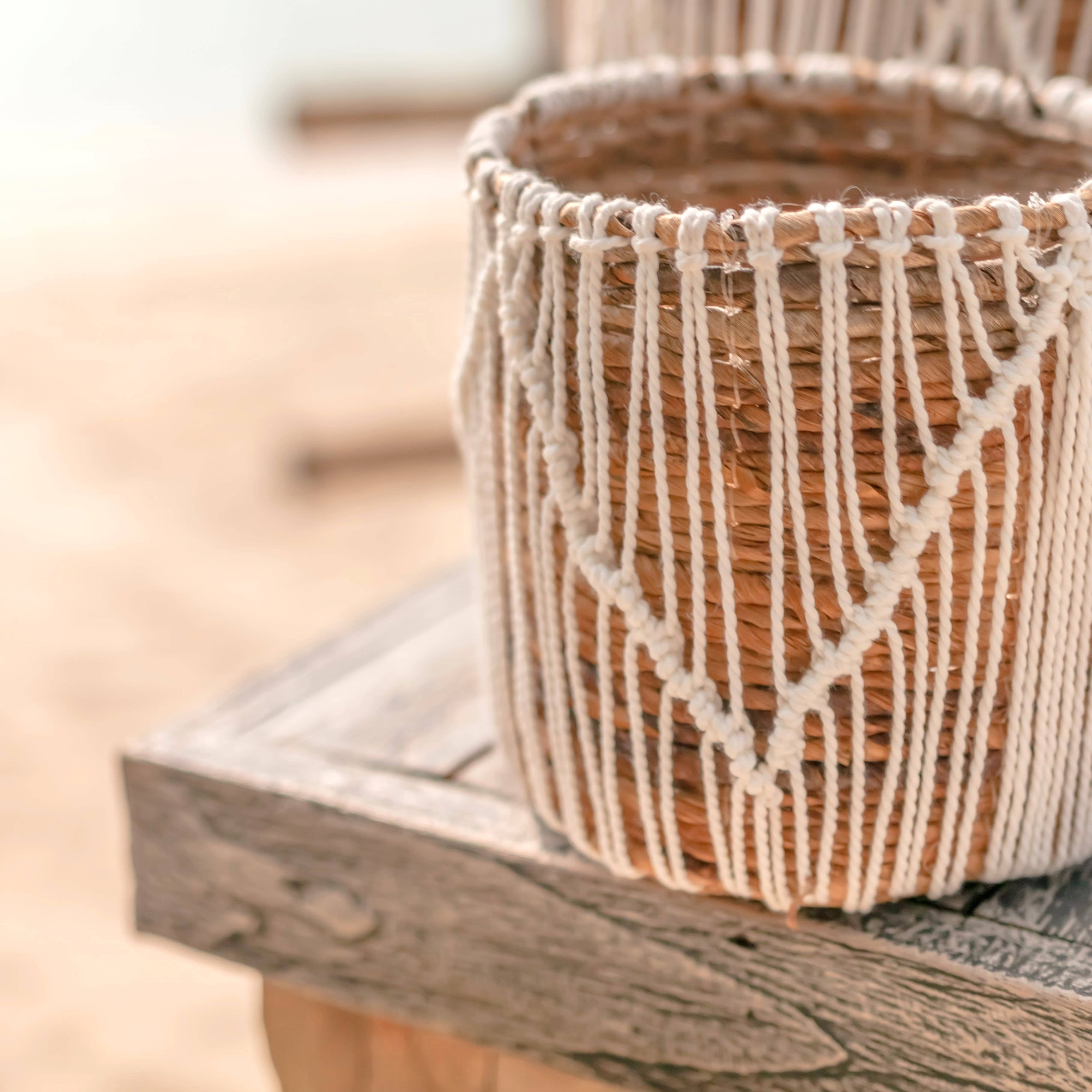 Soeji - Wholesale Basket - Small Woven Seagrass Basket Round Flower Boho Basket ORIS4