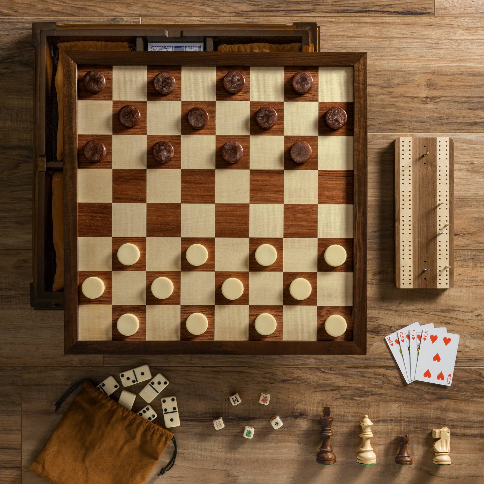 WS Game Company - Wholesale Board Game - Chess 7-in-1 Heirloom Edition includes cards, dice & more4