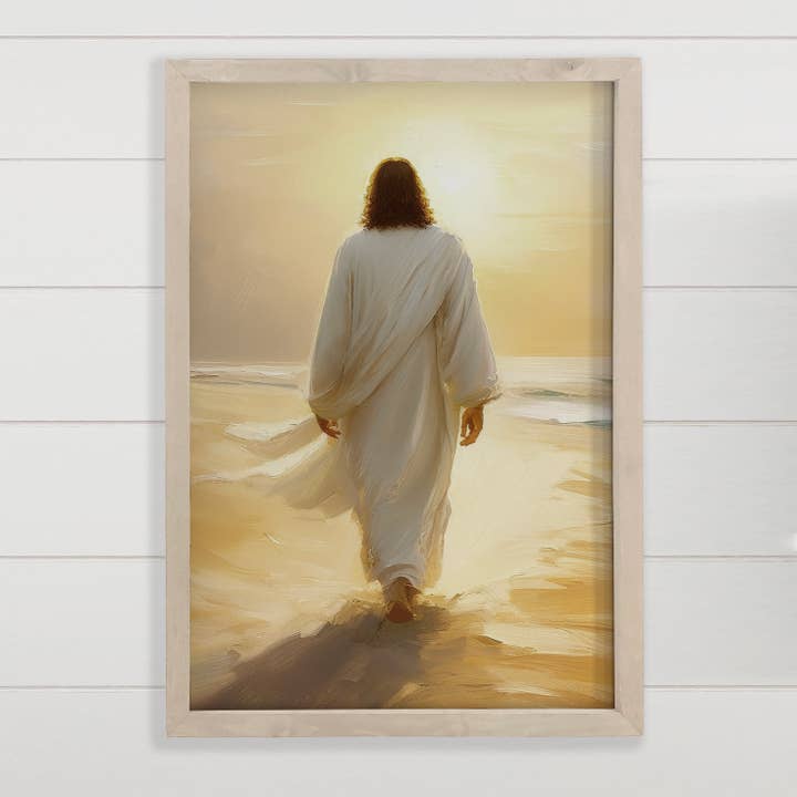 Hangout Home - Wholesale Art Print - Jesus Golden Sunset - Jesus Canvas Wall Art - Wood Framed