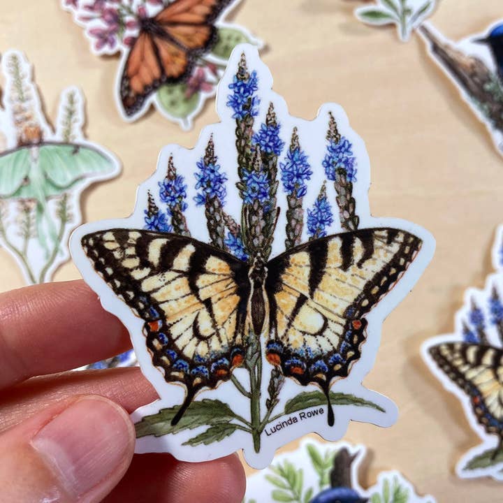 Sticker - Eastern Tiger Swallowtail On Vervain for wholesale by Lucinda Rowe Art