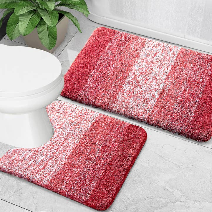 home mart goods - Vendita all'ingrosso Set di tappetini da bagno - Set di 2 tappetini da bagno in peluche morbido e spesso in microfibra ombreggiata12