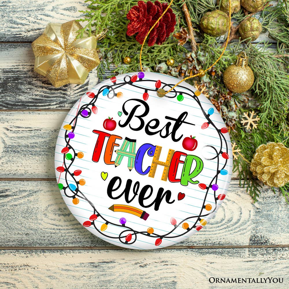 OrnamentallyYou – wholesale Ornament – Best Teacher Ever Christmas Ornament, Holiday Sparkle Gift3