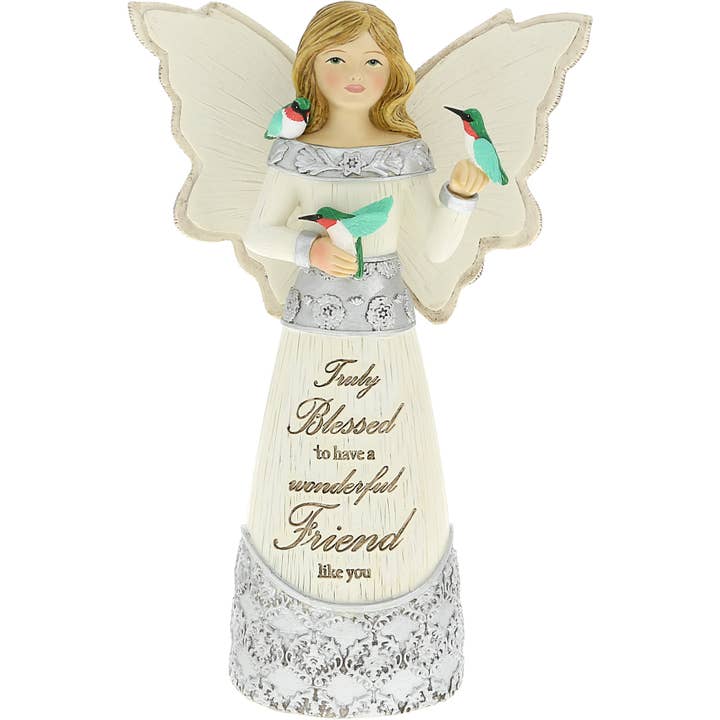 Blessed - 5.5" Angel Figurine with Hummingbirds for wholesale by Pavilion