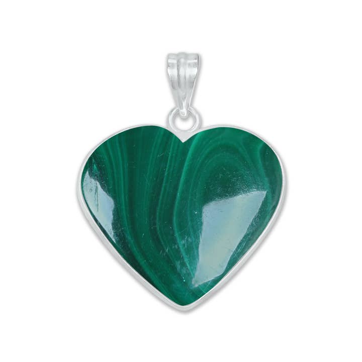 Handmade Jewels – Großhandel Individueller Charm/Anhänger – Malachit-Herzanhänger - Handgefertigt, Versilbert, Einfache Arbeiten, Großhandel Kristallschmuck8