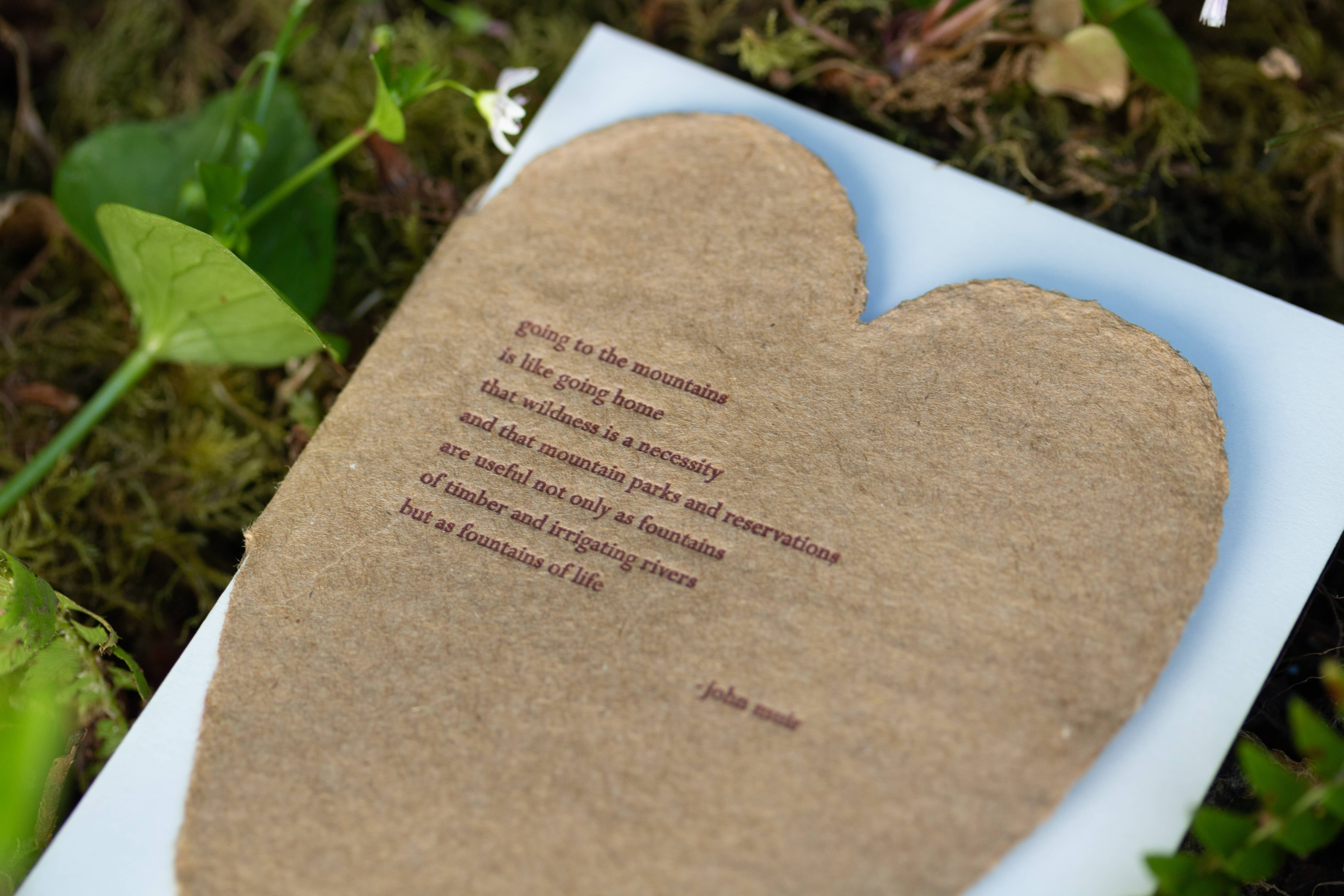 Oblation Papers & Press - Wholesale Love Card - John Muir Quote Heart Kraft Handmade Paper Letterpress Card1