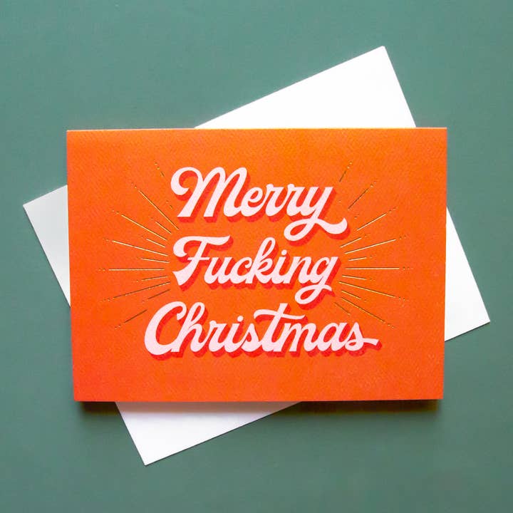 Merry Fucking Christmas Card | Gold Foil for wholesale by Sunshine Studios