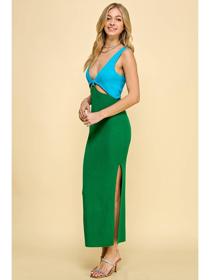 AIBLEE - Wholesale Dress - Women's - Cutout Colorblock Knit Sweater Maxi Dress 3