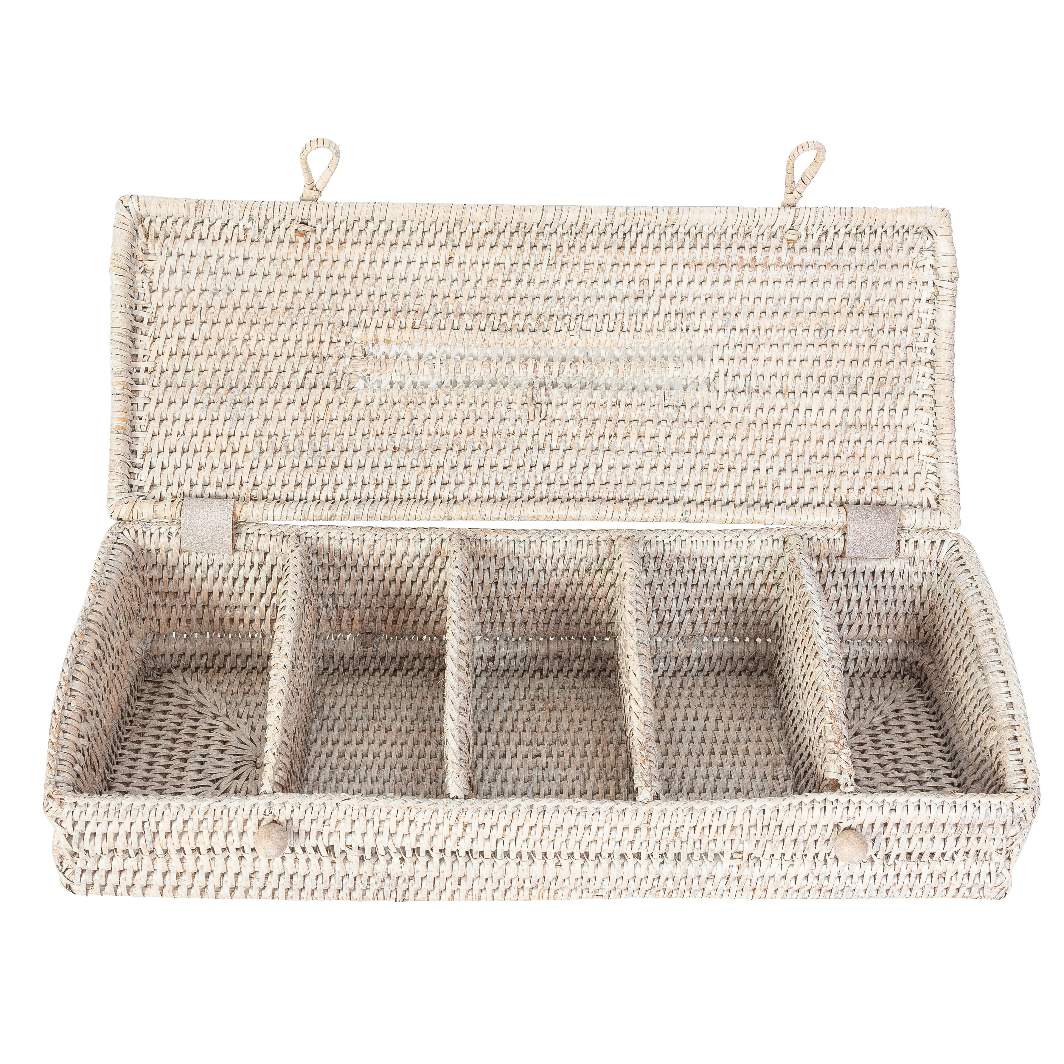 Artifacts Trading Company - Wholesale Kitchen Storage/Organizer - Rattan 5-Section Tea Box with Lid – Tea Organizer10