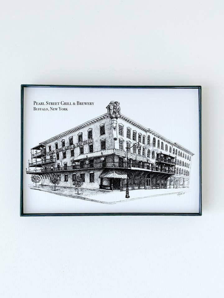 Pearl Street Grill and Brewery Illustratie Print- Buff, NY voor wholesale door Rust Belt Love Paperie