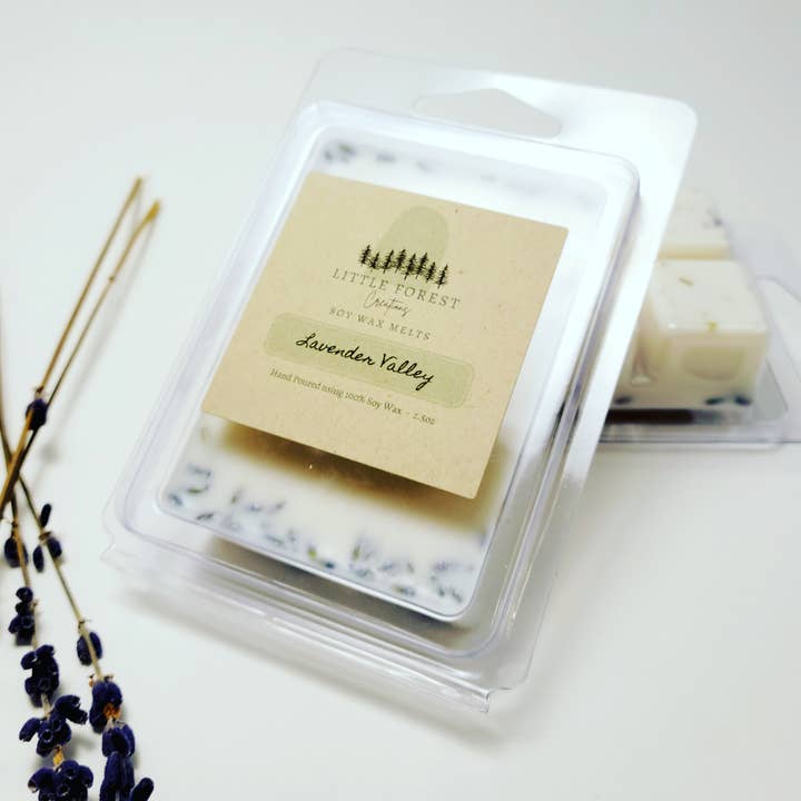 2.5oz Soy Wax Melt Clamshell - Lavender Valley for wholesale by Little Forest Creations