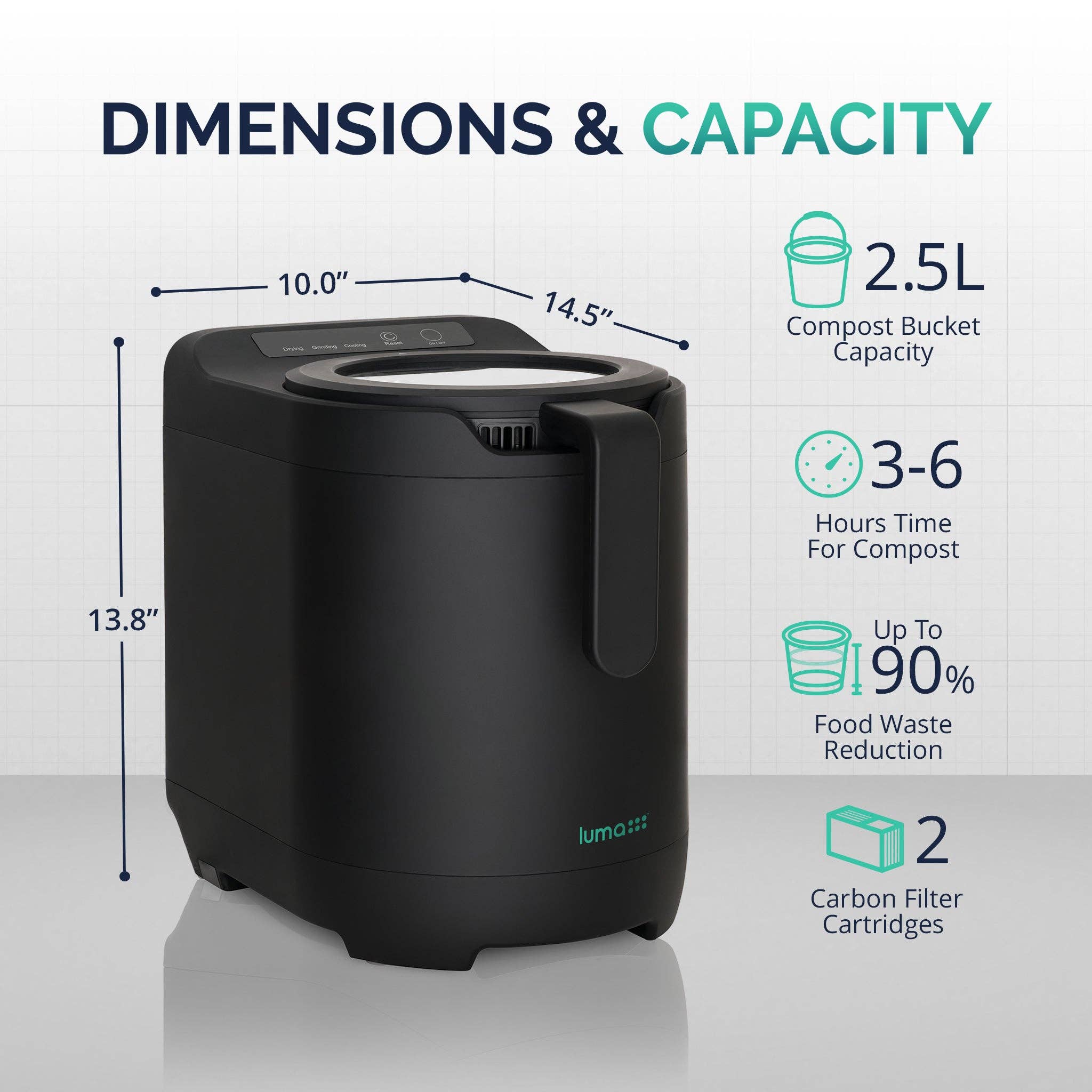 Newair - Wholesale Kitchen Appliance - Luma® Kitchen Composter, 2.5L Capacity, Odorless Indoor Use18