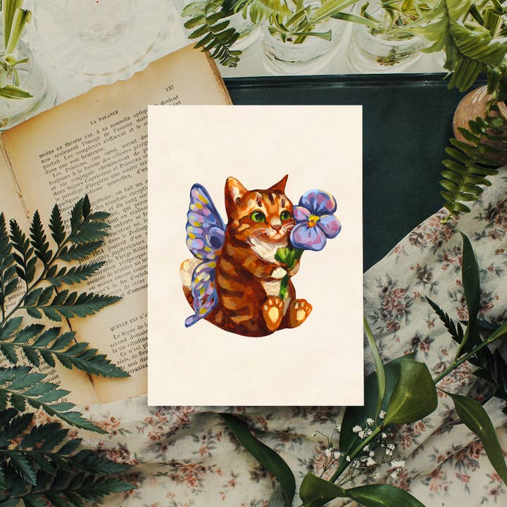 Doro Marcello - Wholesale Art Print - Fairy Cat Art Print | 5x7'' | Cute Whimsical Animal Wall Art1