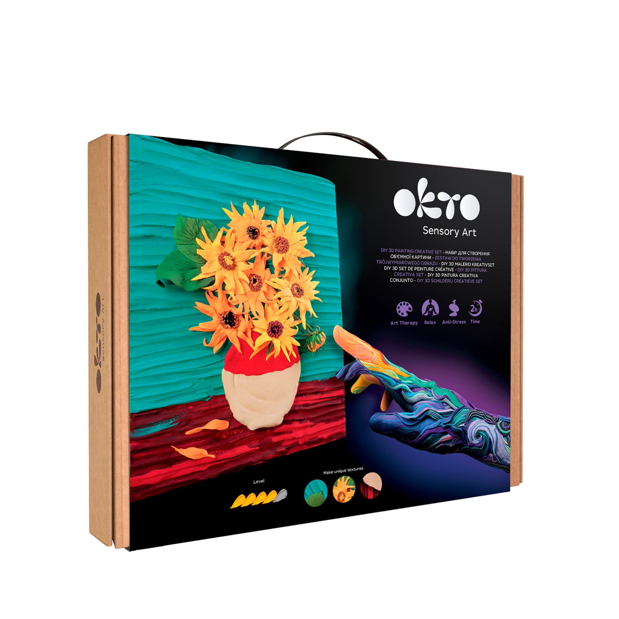 Fainotoys – Engroshandel DIY-hobbysæt – Børn – OKTO Sensorisk Kunst 3D Maleri “Solsikker”0