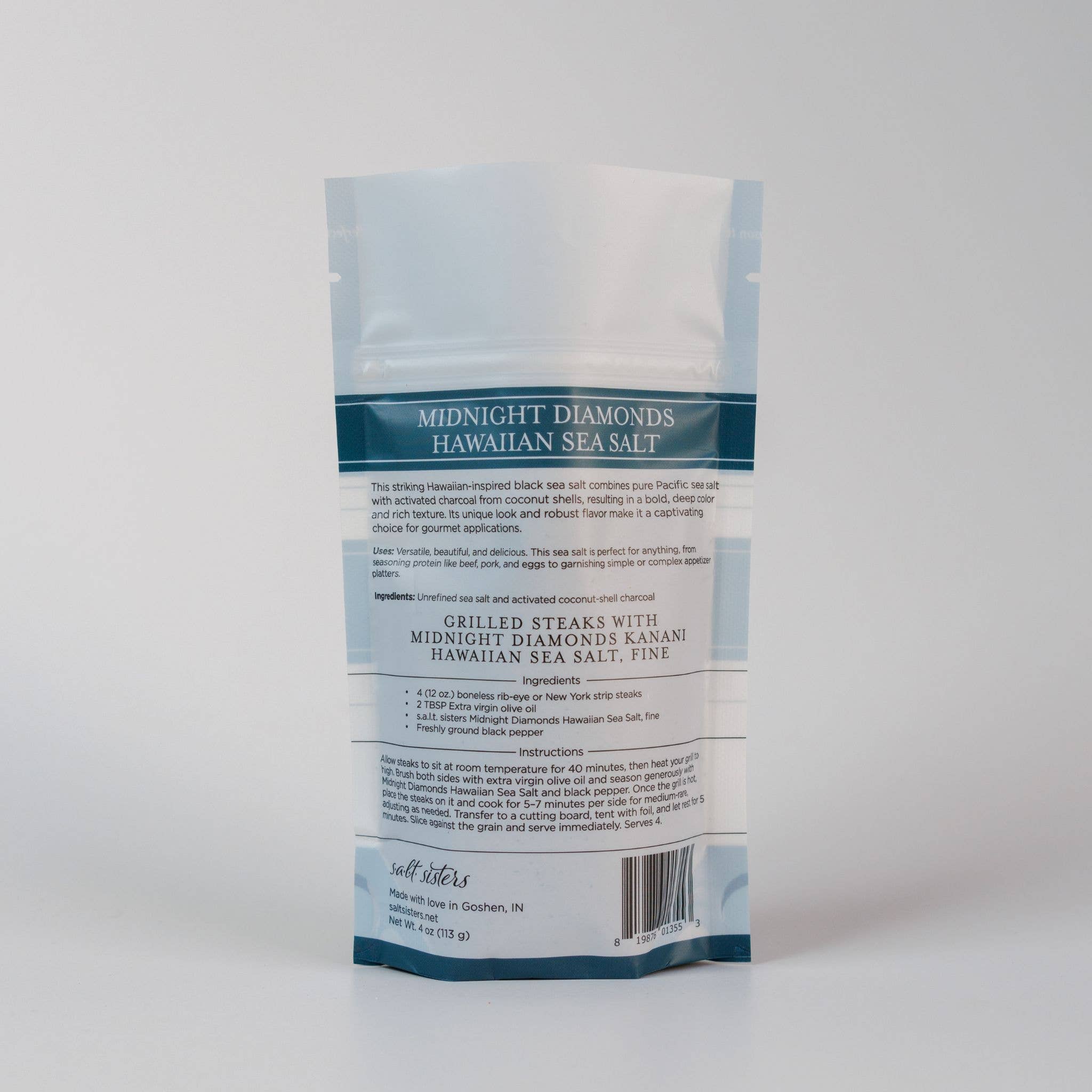 Salt Sisters - Wholesale Salt - Sea Salt - Hawaiian - Midnight Diamonds - Fine - 4 oz Bag1