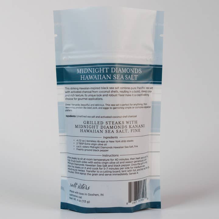 Salt Sisters - Wholesale Salt - Sea Salt - Hawaiian - Midnight Diamonds - Fine - 4 oz Bag1