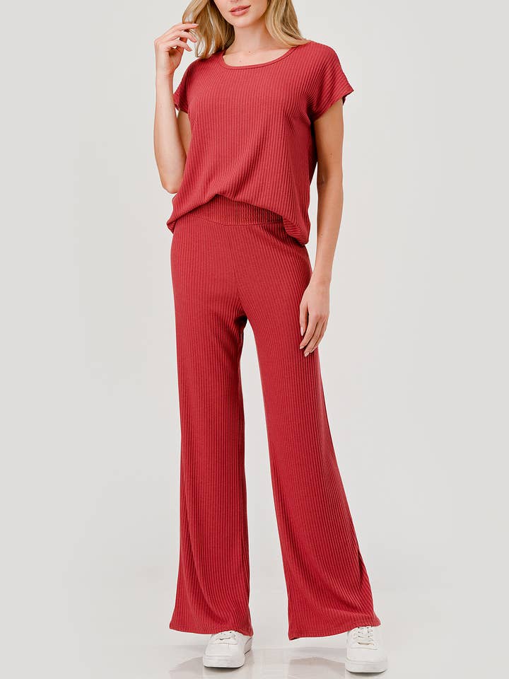 Kortærmet ribtop og lange buksesæt, SET845 for engroshandel hos Heimious