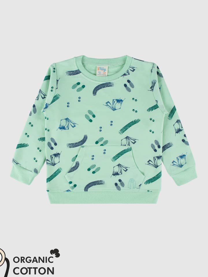 Sweatshirt „Camping Adventures“ aus Bio-Baumwolle für den Großhandel von Be Silly Kids