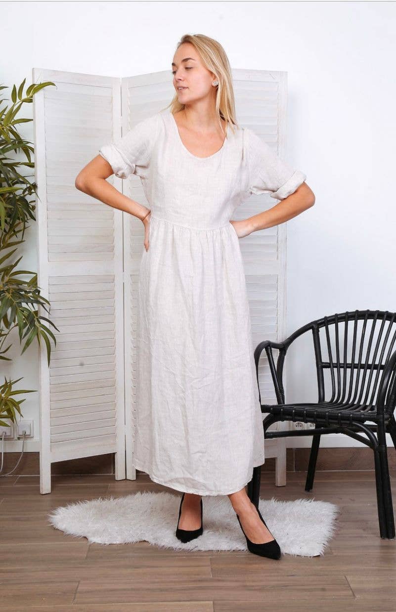 LÉA & LUC - Wholesale Dress - Women's - Long dress in 100% linen REF.714836
