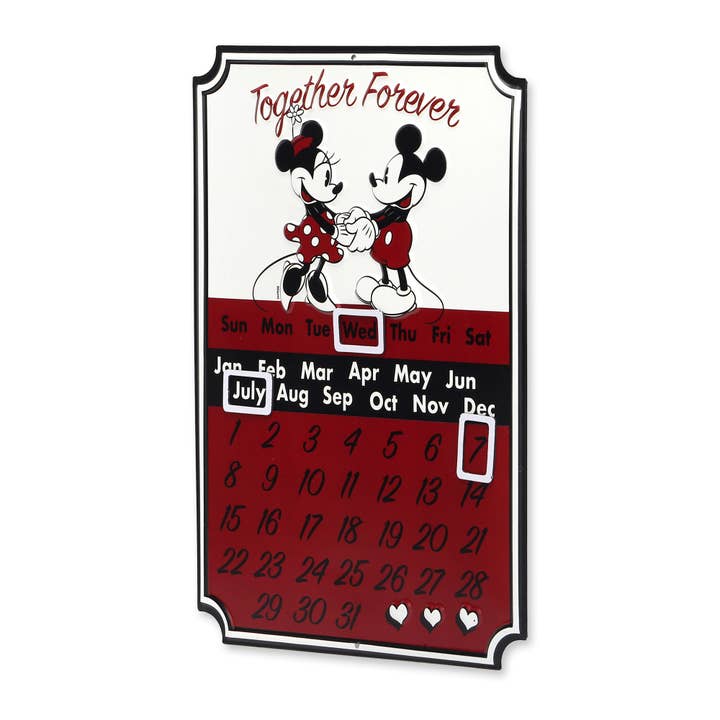 Open Road Brands, LLC - Wholesale Sign - Disney Mickey & Minnie Mouse Calendar Metal Sign1