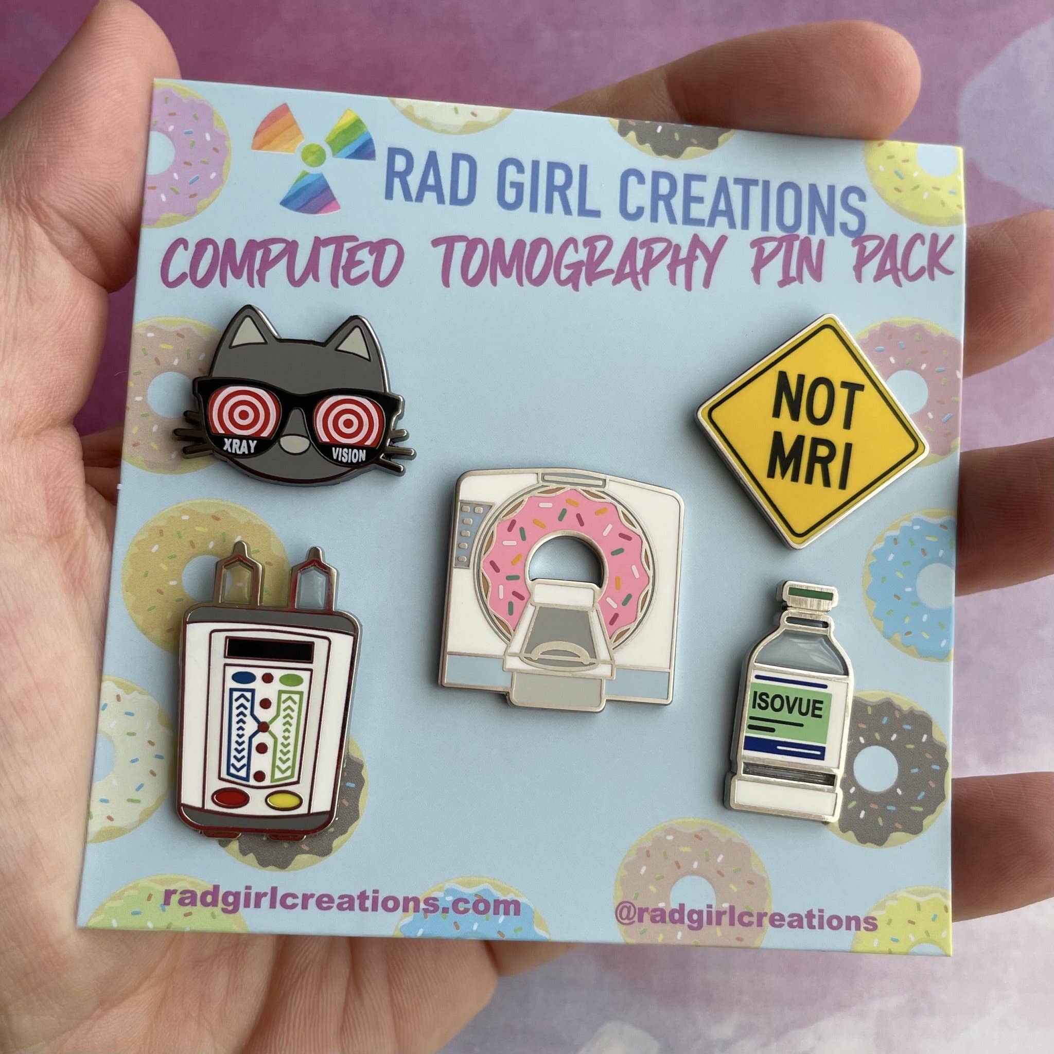 Rad Girl Creations – wholesale Nål och knapp för kavajslag – Beräknad tomografi Pin Pack6