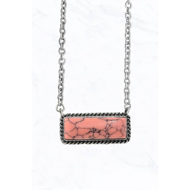 Suzie Q USA - Wholesale Pendant/Charm Necklace - Semi Stone Bar 18' NK5