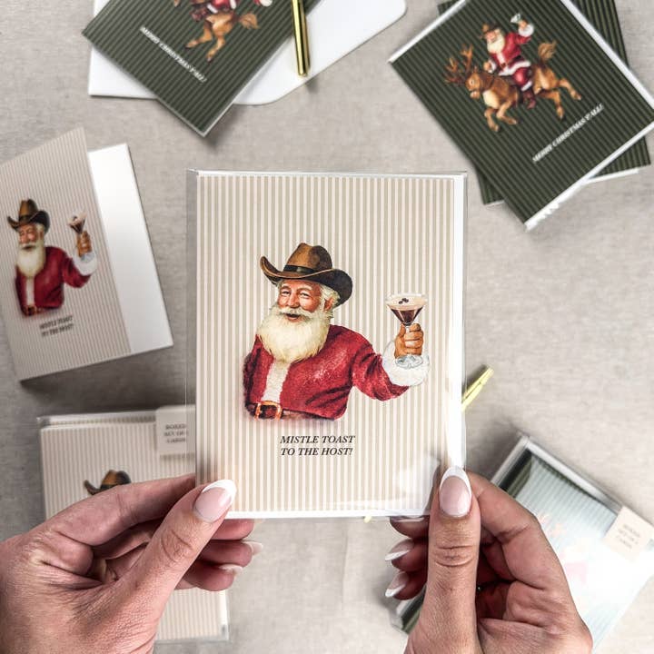 Casey Jo Paper Co. - Wholesale Christmas Card - "Mistle Toast to the Host" Greeting Card