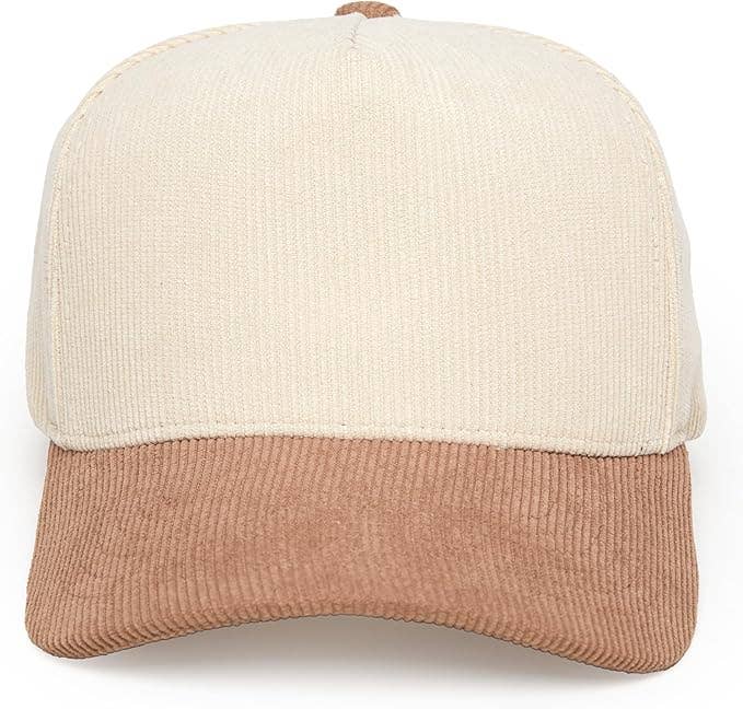 Funky Junque - Wholesale Baseball Cap - Unisex - Two Tone Vintage Corduroy Hat - Khaki/Beige4