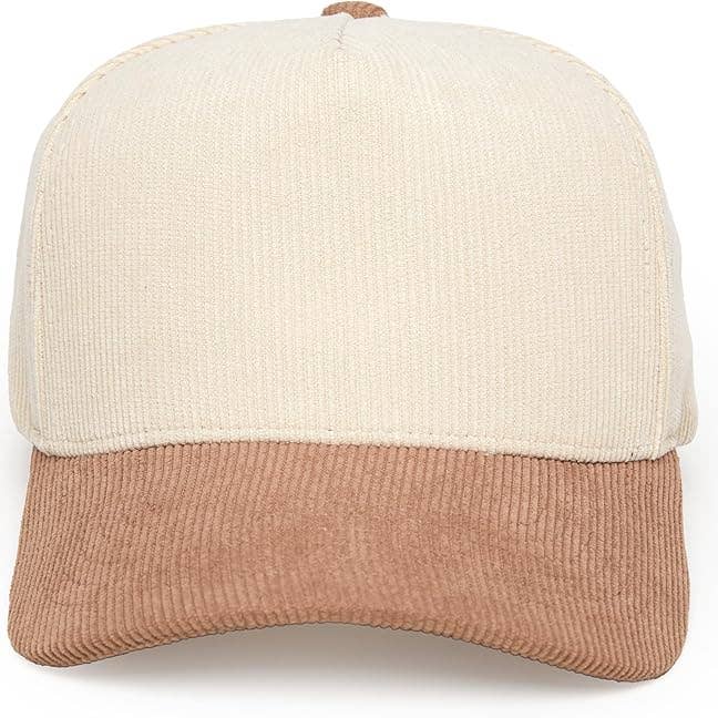 Funky Junque - Wholesale Baseball Cap - Unisex - Two Tone Vintage Corduroy Hat - Khaki/Beige4