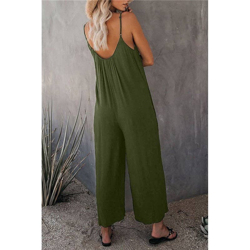 FurDecoration - Wholesale Jumpsuit - Women's - Wide-Leg Spaghetti Strap Loose-Fit Jumpsuit6