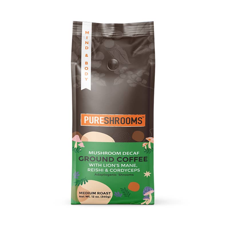 PureShrooms Inc. - Wholesale Ground Coffee - PureShrooms Swiss Water Decaf Mushroom Ground Coffee