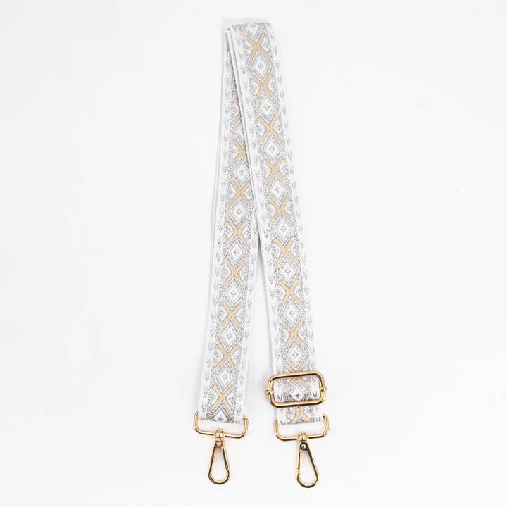 Barbara Woven Bag Strap - Silver, Geometric Metallic for wholesale by ÊTRE
