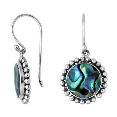AE-6218-AB Sterling Silver Round Abalone Shell Earrings Crafted For Premium Wholesale Collection for wholesale by Bali Designs