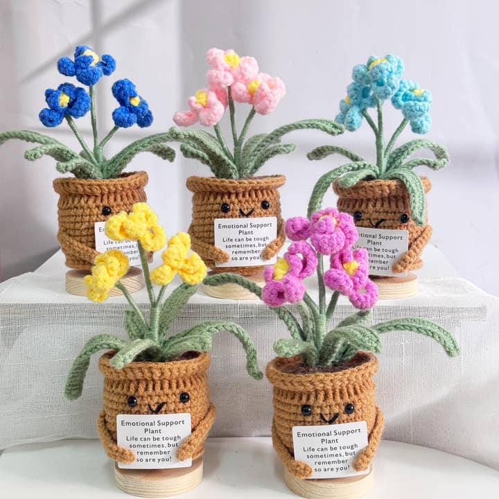 Crochet Orchid, Crochet Potted Flower, Crochet Flower Gift for wholesale by TOMOPOD LLC