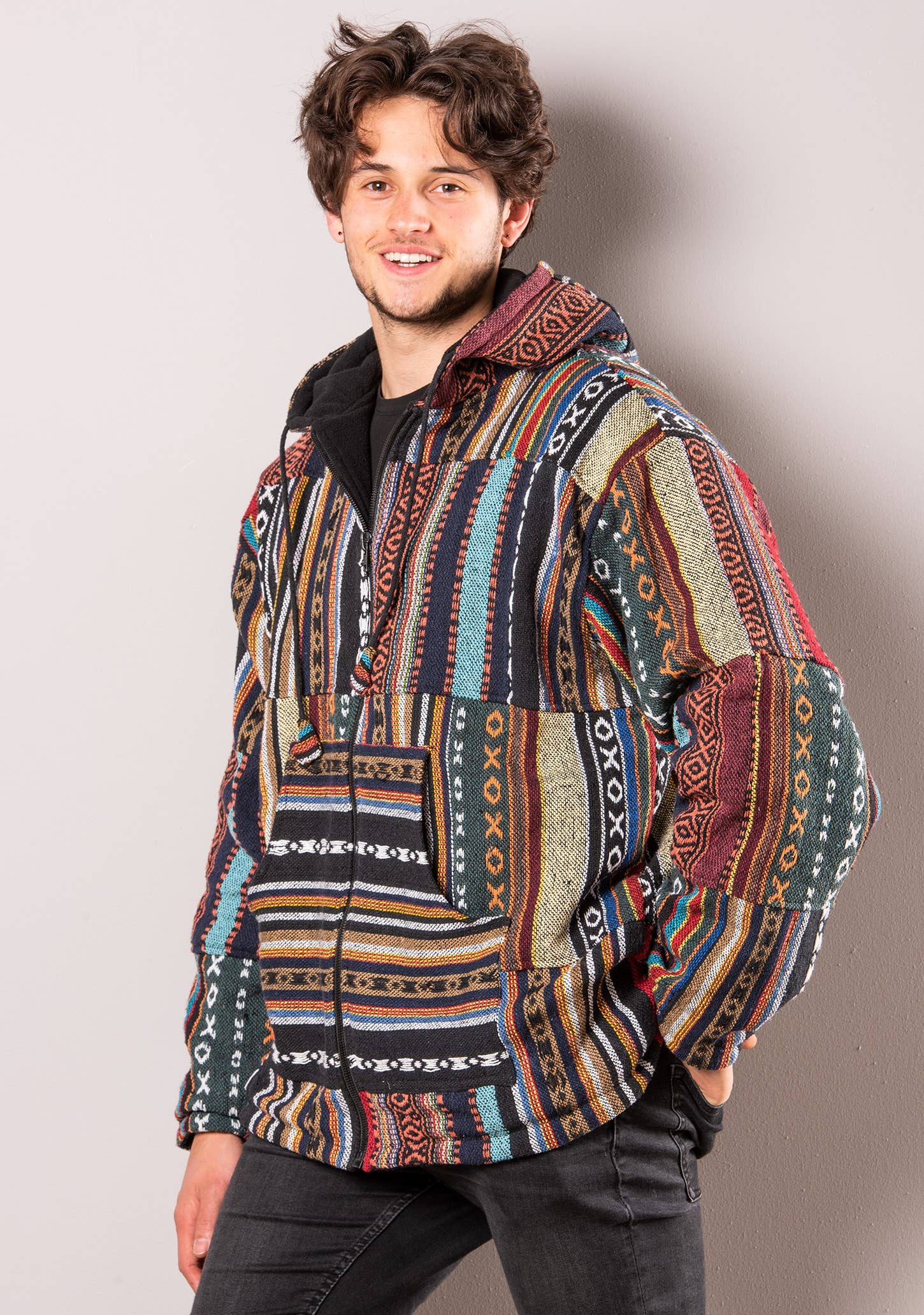 Namaste - Wholesale Jacket - Men's - Annapurna Fleece Lined Patchwork Hooded Jacket1