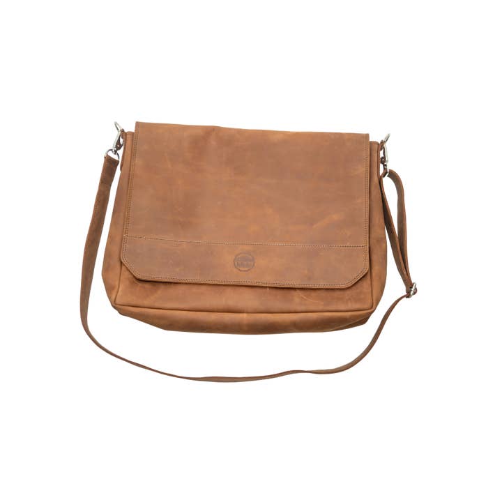 Kilele Gear | Rugged Leather Goods - Wholesale Messenger Bag - Unisex - The "Wayne" Messenger Bag - Men's Leather Laptop Bag