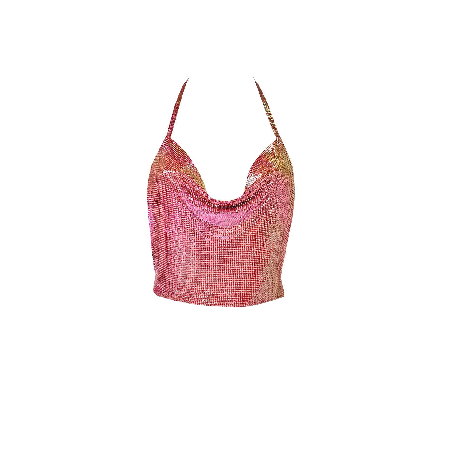 Rouge Haut dos nu drapé métallique rouge rubis en vente sur Faire1