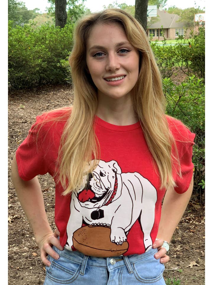 Bulldog Pride Short Sleeve Tee - Red for wholesale on Faire