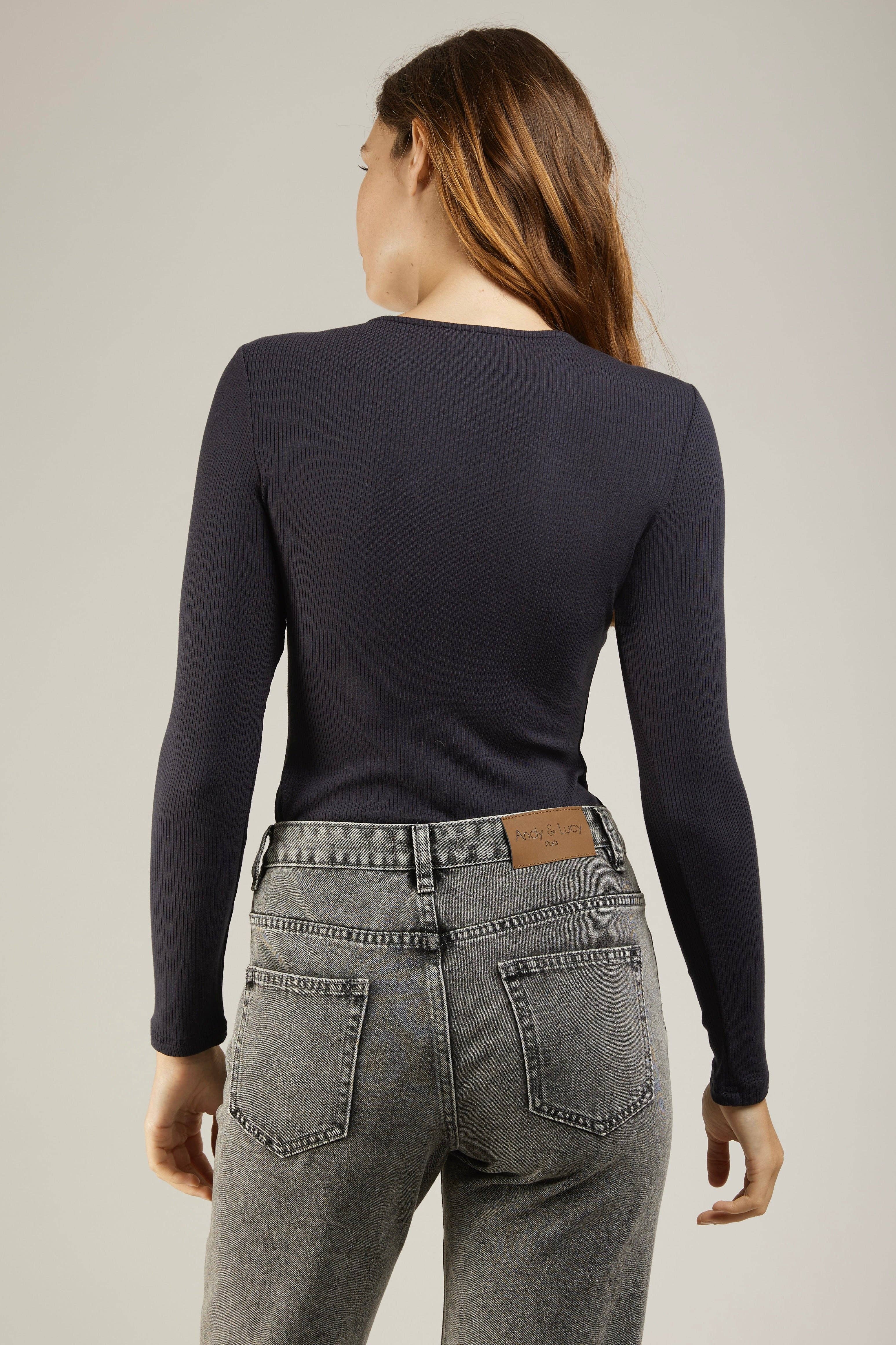 Andy & Lucy – Top de malha - Mulher por atacado – Body BOJANA com decote cruzado e renda14