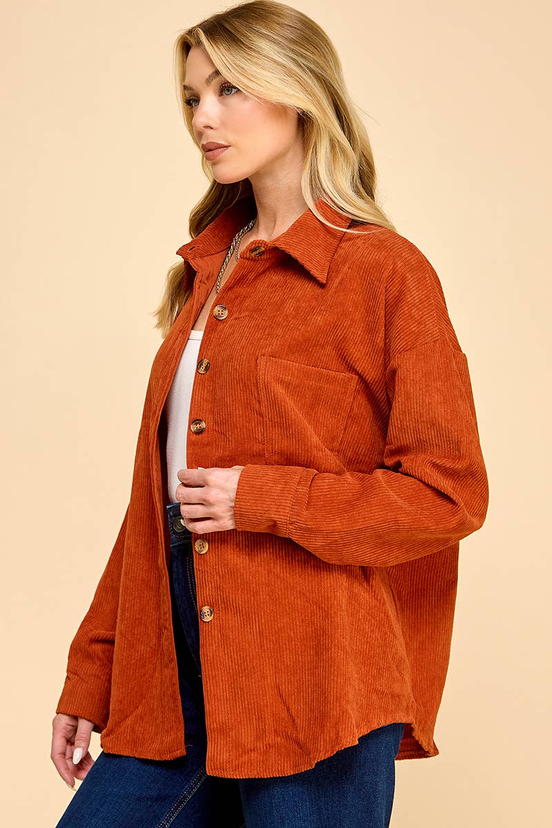 Cezele - Venta al por mayor Camisa con botones - Mujer - Camisa de pana abotonada de gran tamaño7