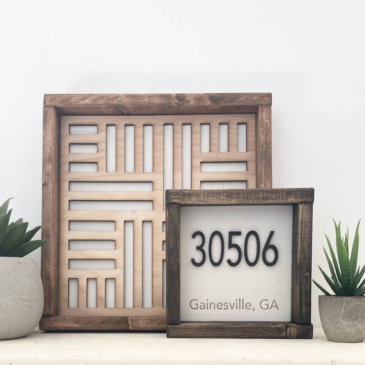 Pine Designs - Wholesale Sign - 7x7 "Any" Zip Code Sign - City Name - 3D Wood Sign3