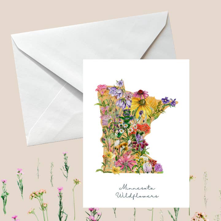 Botanical Wildflower Watercolor Greeting Card - Yellow for wholesale by Wild Botanical Atelier
